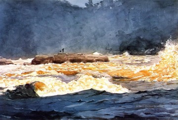 Angeln die Rapids Saguenay Realismus Winslow Homer Marinemaler Ölgemälde